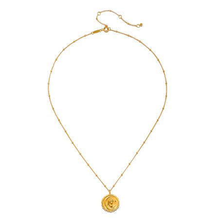 Protective Goddess Gold Necklace, Brass with 22k gold plated, white cz stone Necklace